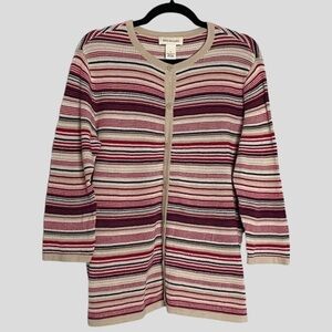 Bechamel Vintage Red & Beige Comfy Knit Stripe Button Up Cardigan Size L